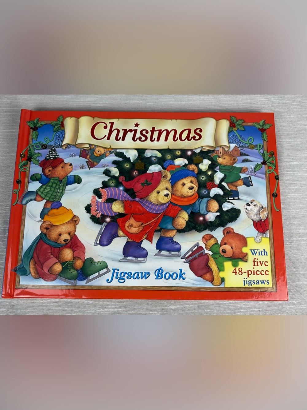 Christmas Jigsaw Book for Kids (Red, Blue) - Festive Bear Puzzle Set